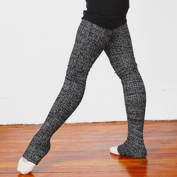 black with silver metallic lurex kd dance leg warmer multiple lengths - Picture 1 of 4